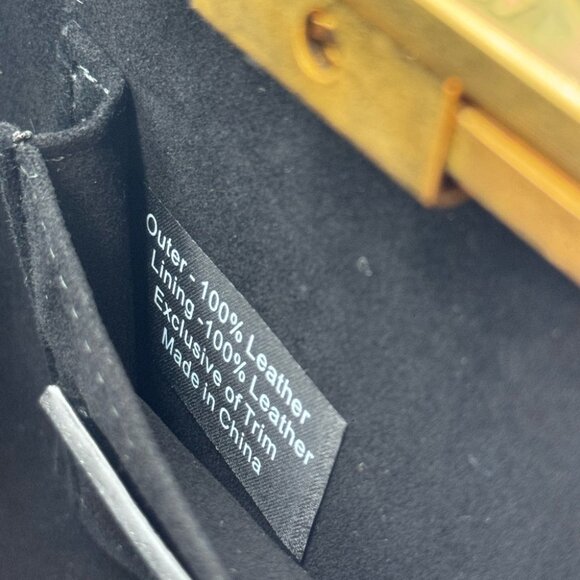 🆕 LULU GUINNESS 🧿 Karlie Leather Striped Clutch with Lip Closure, Black/White - Picture 11 of 12